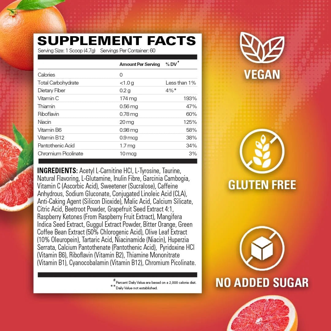 Oxyshred Pre Workout Powder - Preworkout Powder with L Glutamine & Acetyl L Carnitine, Energy Boost Drink - Pink Grapefruit, 60 Servings